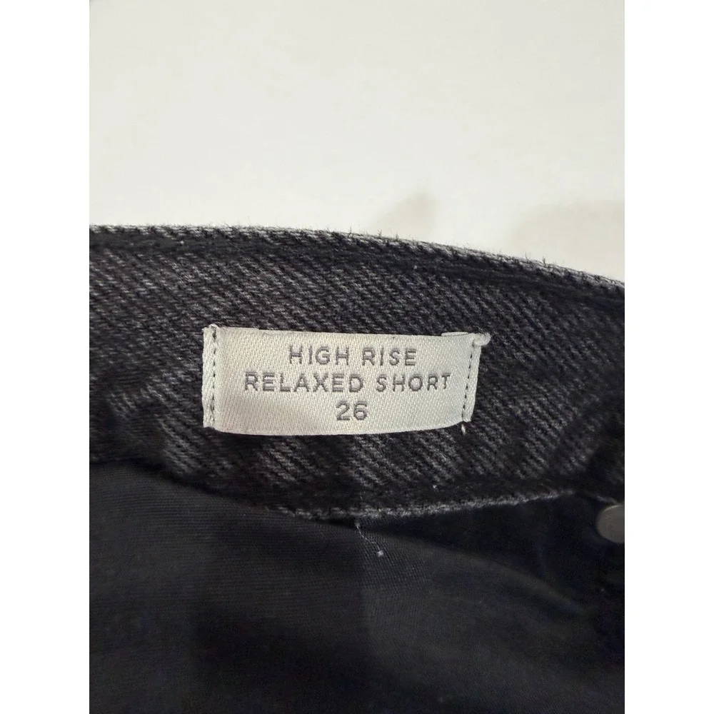 PacSun Denim Shorts Women 26 Black High Rise Relaxed Raw Hem Button Fly Festival